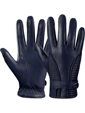 Men's Winter Leather Gloves - Chrome-Free Sheepskin, Cashmere Lined, Touchscreen